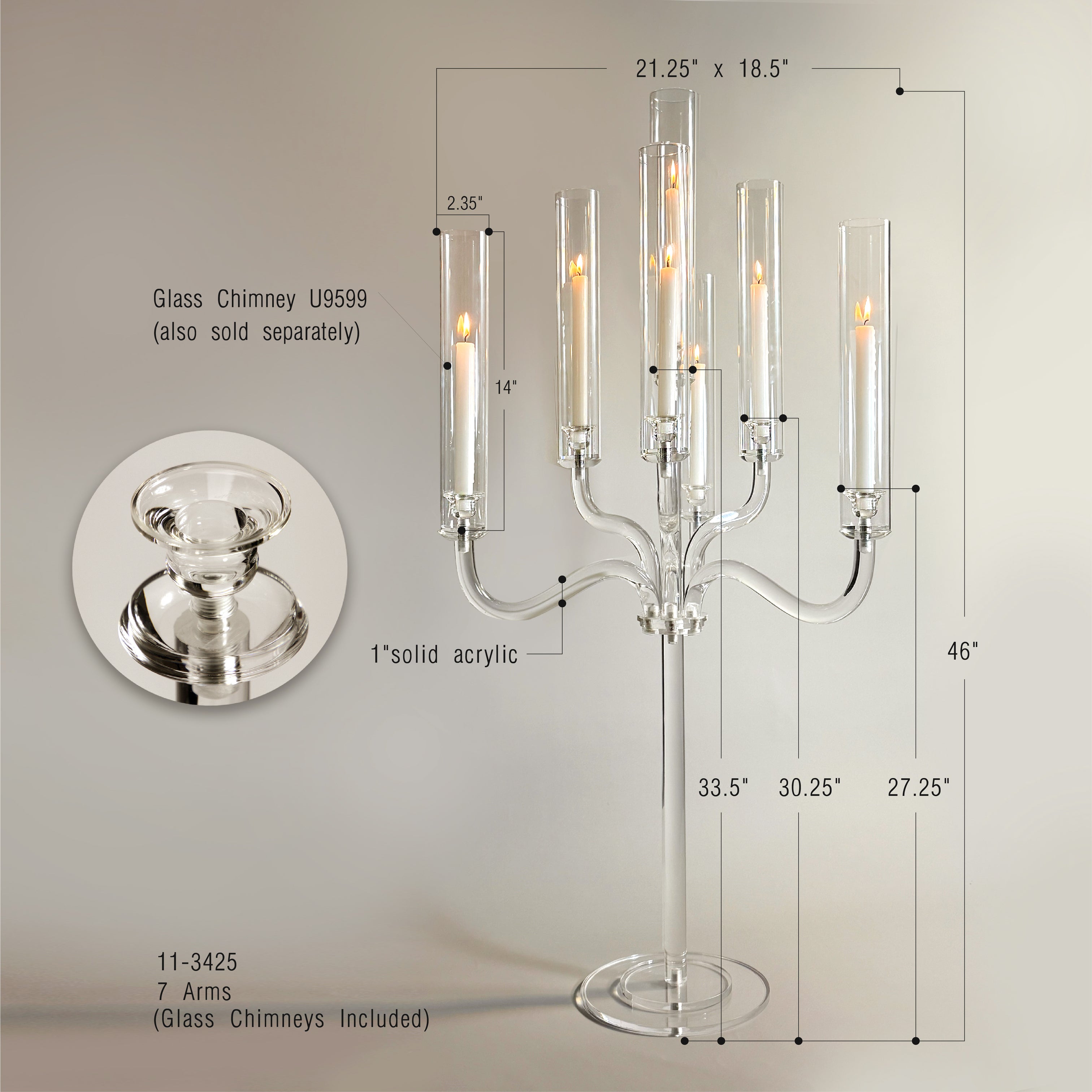 Crystal Radiance Acrylic Candelabra - Wholesale Case