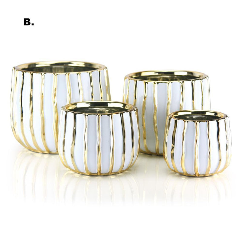 White and Gold - Modern Ceramic Planters | Unlimited Containers | Wholesale Decorative Ceramic Planters For Florists