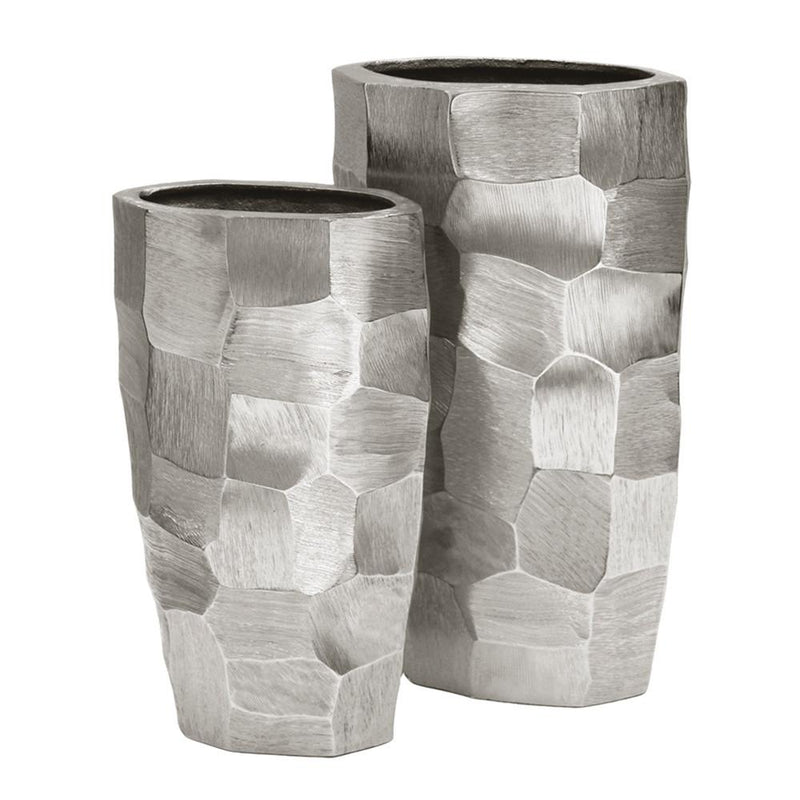 Pounded Metal Collection Silver - Wholesale Designer Metal Candleholders & Candelabras, Modern Centerpieces, Contemporary Plant Stands in Bulk for Interior Design & Home Decor | Unlimited Containers Inc