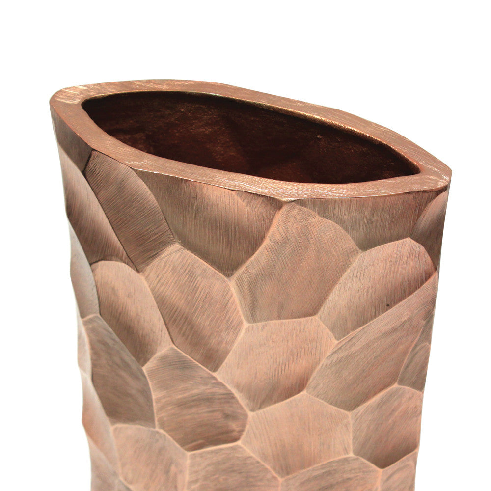 Pounded Metal Oval Vase