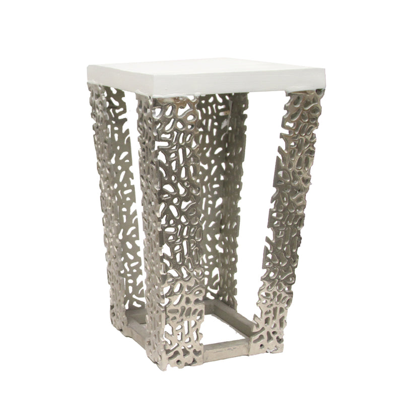 Aluminum Coral Square Side Table - Wholesale Designer Metal Candleholders & Candelabras, Modern Centerpieces, Contemporary Plant Stands in Bulk for Interior Design & Home Decor | Unlimited Containers Inc