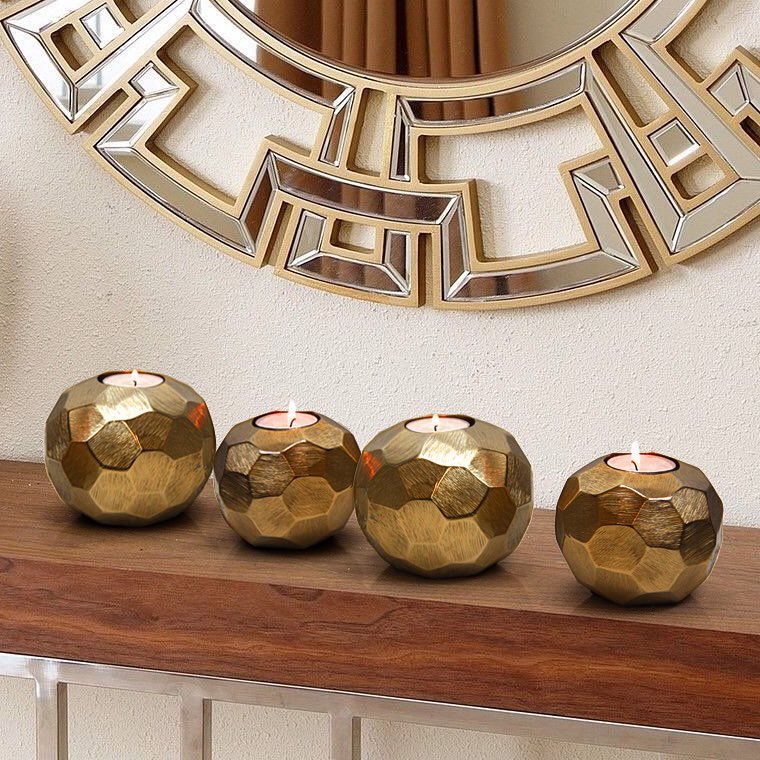 Pounded Metal Collection Gold - Wholesale Designer Metal Candleholders & Candelabras, Modern Centerpieces, Contemporary Plant Stands in Bulk for Interior Design & Home Decor | Unlimited Containers Inc