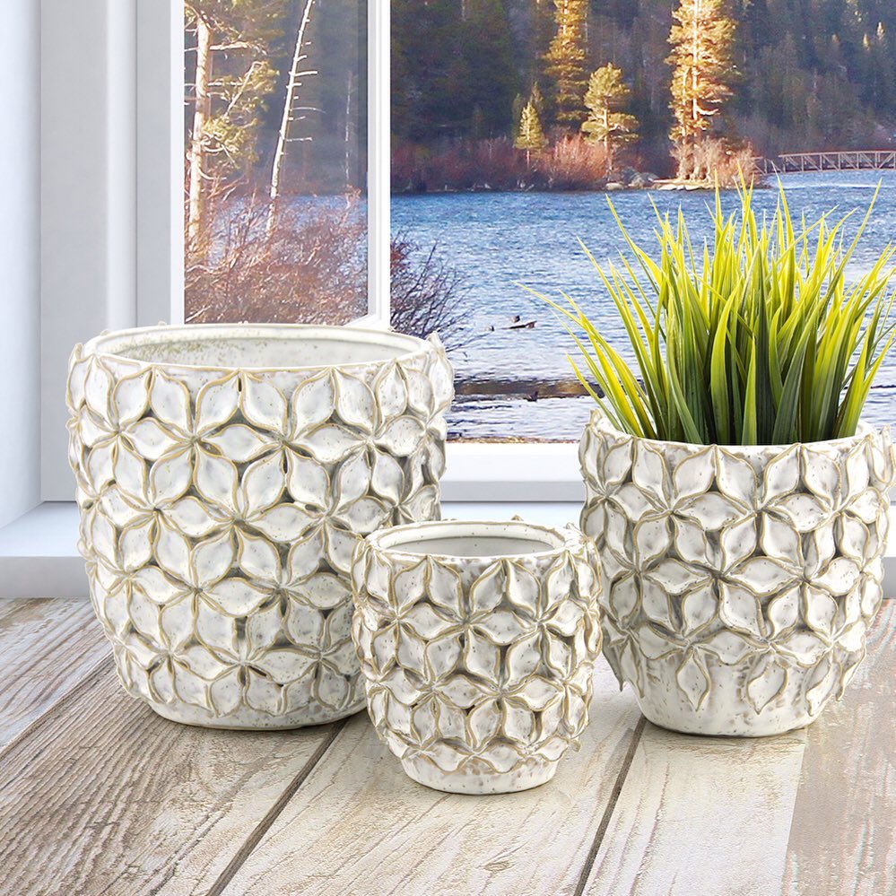 White Leaf Planter
