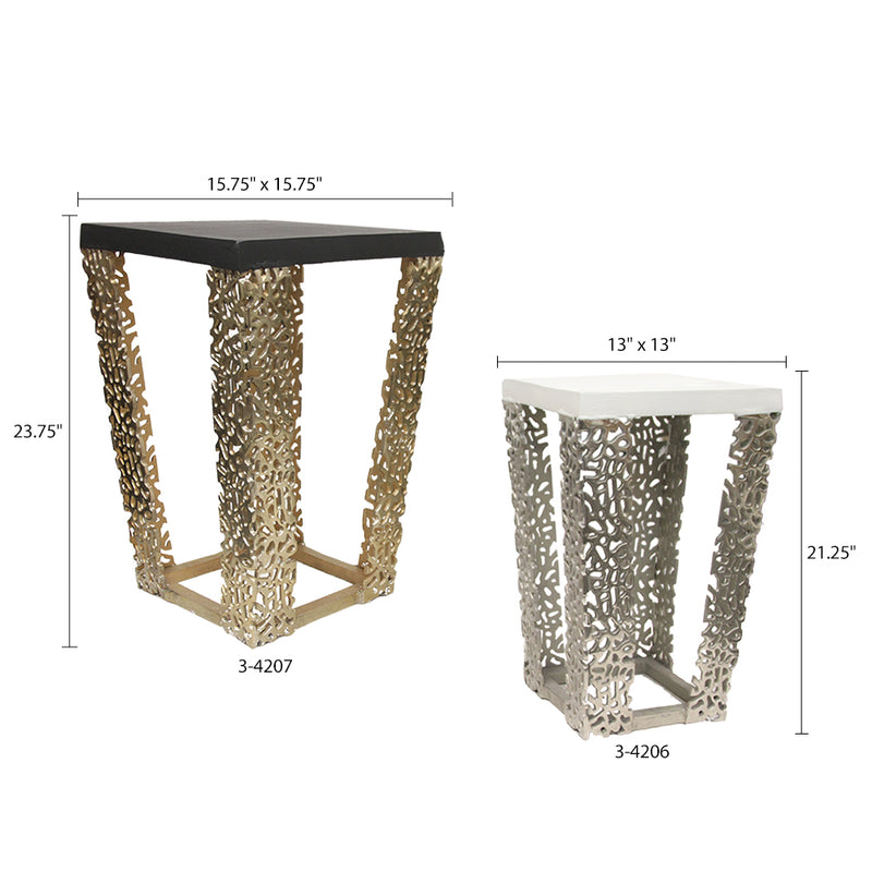 Aluminum Coral Square Side Table - Wholesale Designer Metal Candleholders & Candelabras, Modern Centerpieces, Contemporary Plant Stands in Bulk for Interior Design & Home Decor | Unlimited Containers Inc