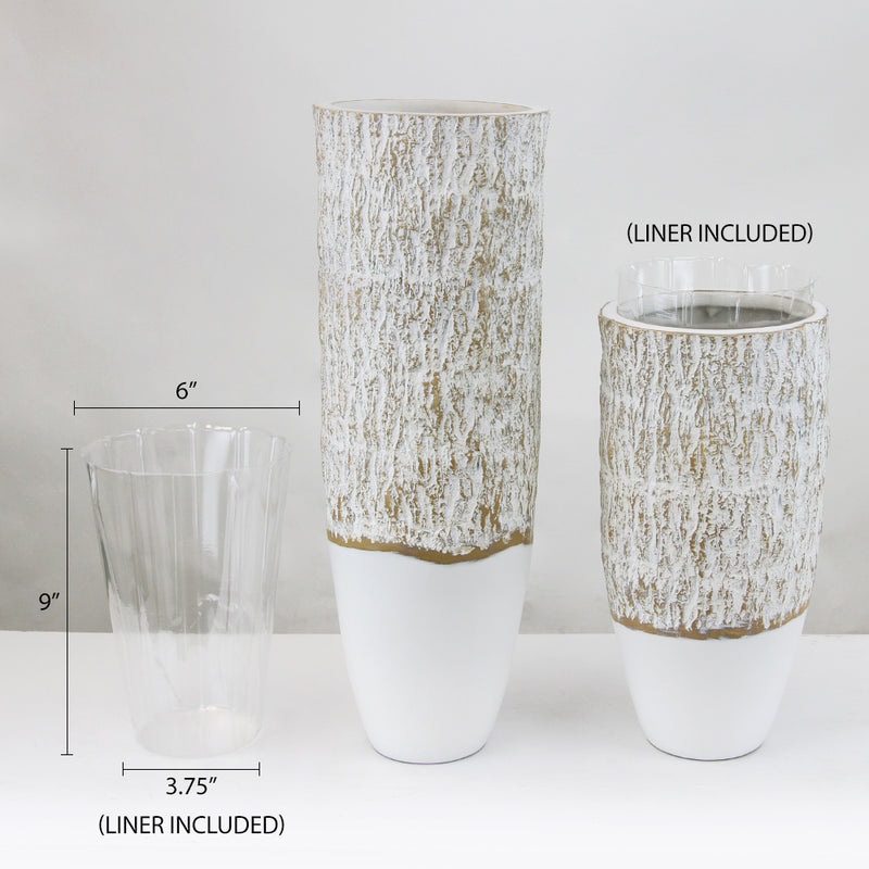 White Rustic Collection - Wholesale Poly Resin Vases for Flowers, Designer Poly Resin Columns, Aesthetic Stands and Modern Centerpieces in Bulk for Home Decor Industry | Unlimited Containers Inc