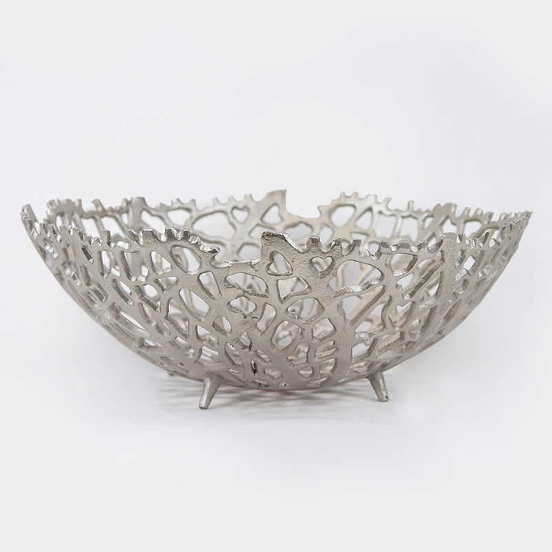 Aluminum Coral Striped Bowl - Wholesale Designer Metal Candleholders & Candelabras, Modern Centerpieces, Contemporary Plant Stands in Bulk for Interior Design & Home Decor | Unlimited Containers Inc