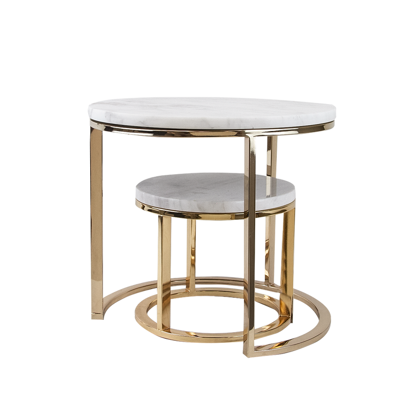 Mini Accent Gold Marble Table - Wholesale Designer Metal Candleholders & Candelabras, Modern Centerpieces, Contemporary Plant Stands in Bulk for Interior Design & Home Decor | Unlimited Containers Inc
