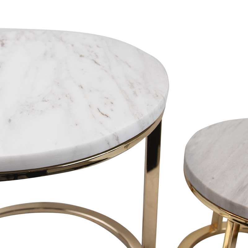 Mini Accent Gold Marble Table - Wholesale Designer Metal Candleholders & Candelabras, Modern Centerpieces, Contemporary Plant Stands in Bulk for Interior Design & Home Decor | Unlimited Containers Inc