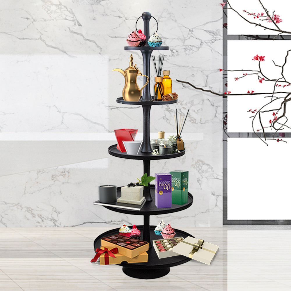 Black Round Aluminum 5 Tier Stand