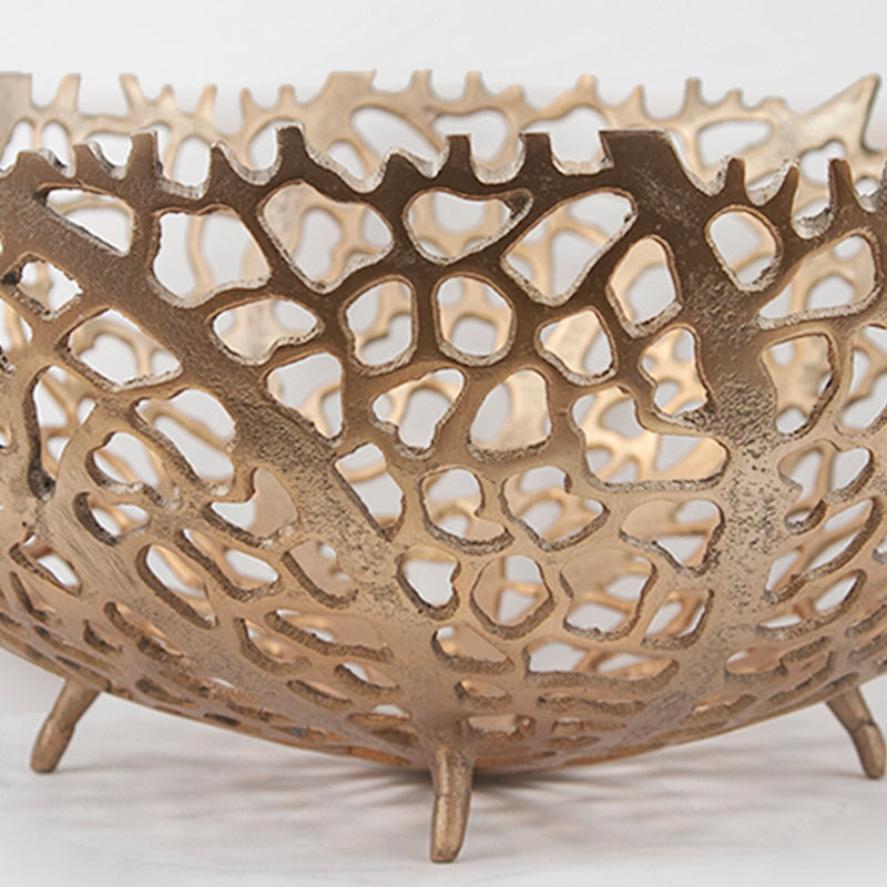 Aluminum Coral Striped Bowl - Wholesale Designer Metal Candleholders & Candelabras, Modern Centerpieces, Contemporary Plant Stands in Bulk for Interior Design & Home Decor | Unlimited Containers Inc