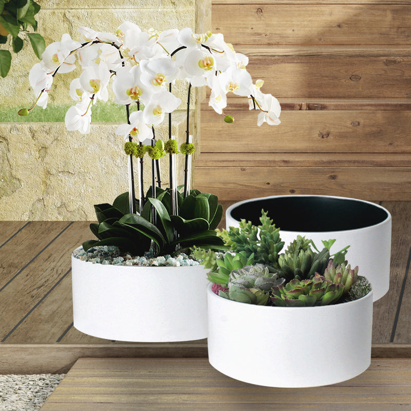 Tropical Accent Low Planters - Wholesale Ceramic Planters, Bulk Ceramic Pots & Decorative Pottery for Home Decor Industry | Unlimited Containers Inc