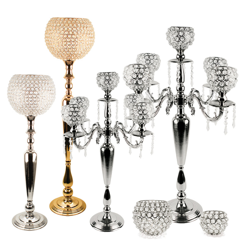 Crystal Candelabra and Stand - Wholesale Designer Metal Candleholders & Candelabras, Modern Centerpieces, Contemporary Plant Stands in Bulk for Interior Design & Home Decor | Unlimited Containers Inc