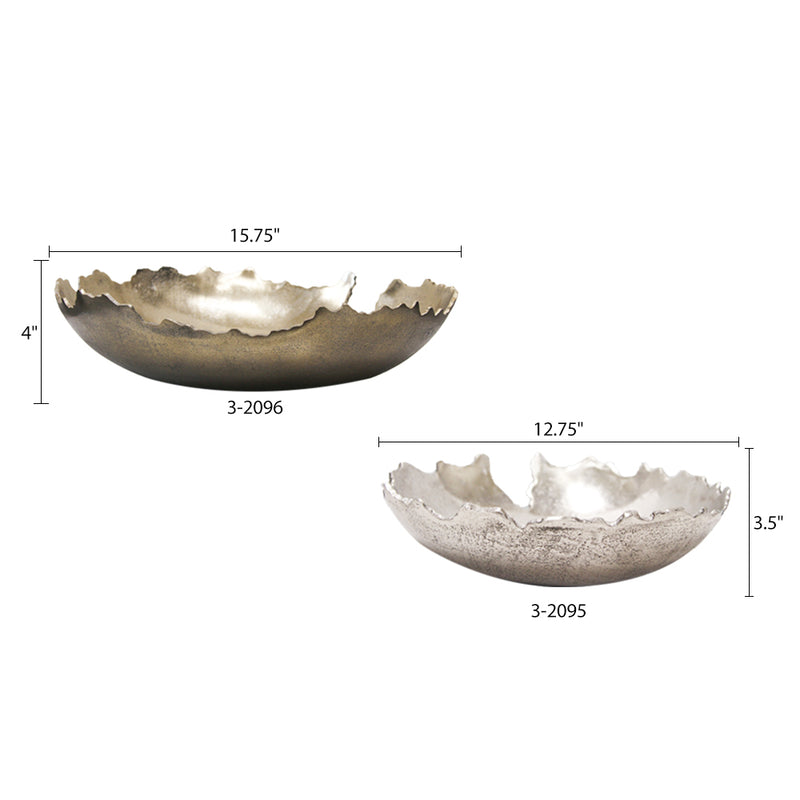 Aluminum Jagged Edge Low Bowl - Wholesale Designer Metal Candleholders & Candelabras, Modern Centerpieces, Contemporary Plant Stands in Bulk for Interior Design & Home Decor | Unlimited Containers Inc