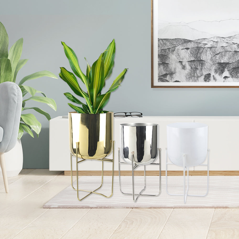 standing planter with pot Elevated Metal Planter Pot with Stand