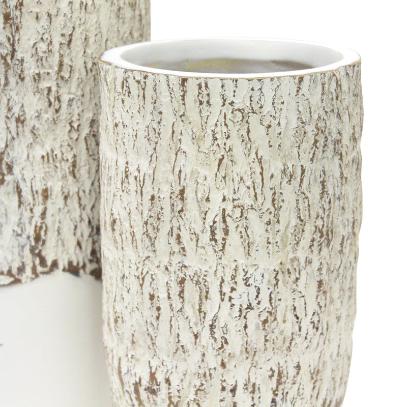 White Rustic Collection - Wholesale Poly Resin Vases for Flowers, Designer Poly Resin Columns, Aesthetic Stands and Modern Centerpieces in Bulk for Home Decor Industry | Unlimited Containers Inc