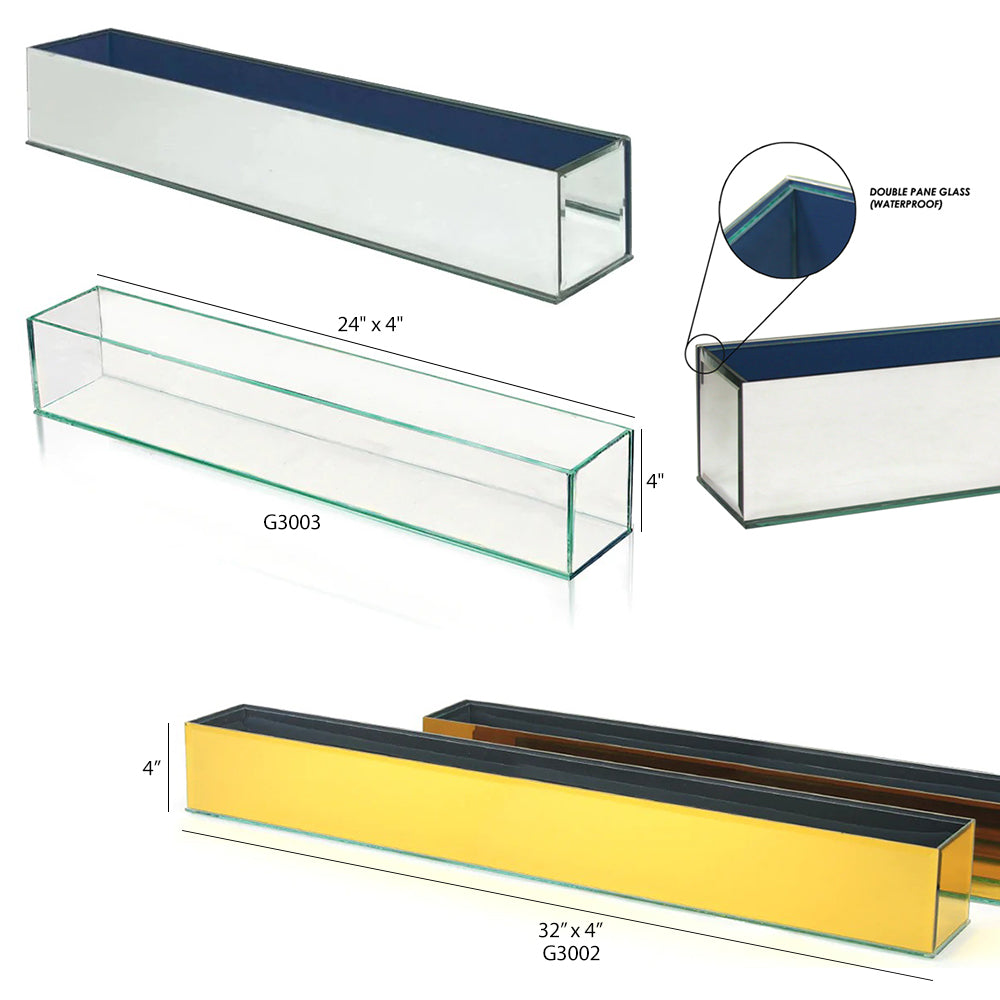 Mirror Floral Aquarium Rectangle - Wholesale Glass Floral Vases, Colorful Flower Vessels in Bulk & Decorative Containers For Florists | Unlimited Containers Inc