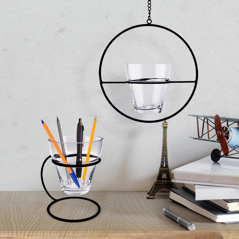 Hanging Ring With Premium Glass Planter - Decorative Glass Floral Vase | Unlimited Containers | Wholesale Vases For Florists