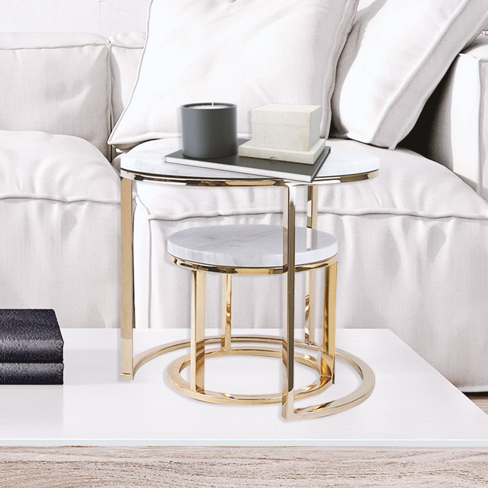 Mini Accent Gold Marble Table