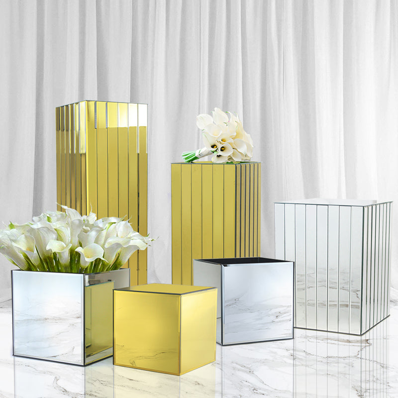 Segmented Mirror Glass Column - Wholesale Glass Floral Vases, Colorful Flower Vessels in Bulk & Decorative Containers For Florists | Unlimited Containers Inc