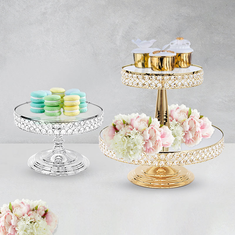 Crystal Single/Tiered Cake Stands - Wholesale Designer Metal Candleholders & Candelabras, Modern Centerpieces, Contemporary Plant Stands in Bulk for Interior Design & Home Decor | Unlimited Containers Inc