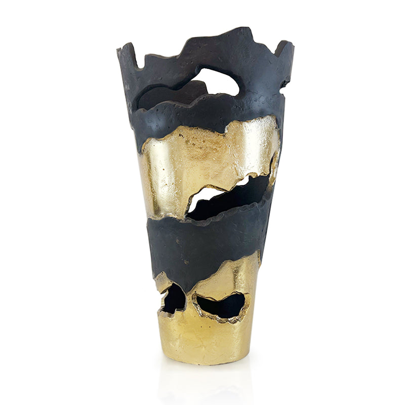 Strata Vase and Supernova Bowls - Wholesale Designer Metal Candleholders & Candelabras, Modern Centerpieces, Contemporary Plant Stands in Bulk for Interior Design & Home Decor | Unlimited Containers Inc