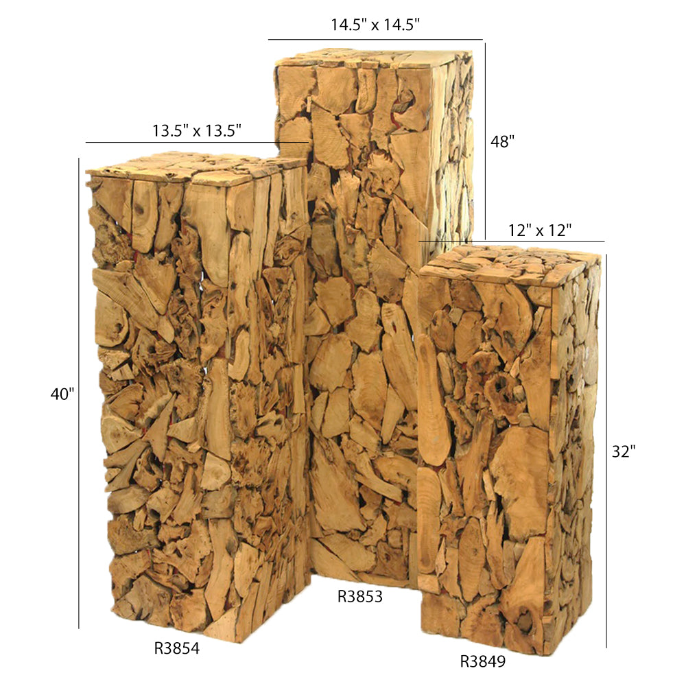 Square Wood Column - Wholesale Decorative Wooden Pots & Planters, Wood Columns, Natural Wood Plant Stands, Log Decor Home Accents in Bulk | Unlimited Containers Inc