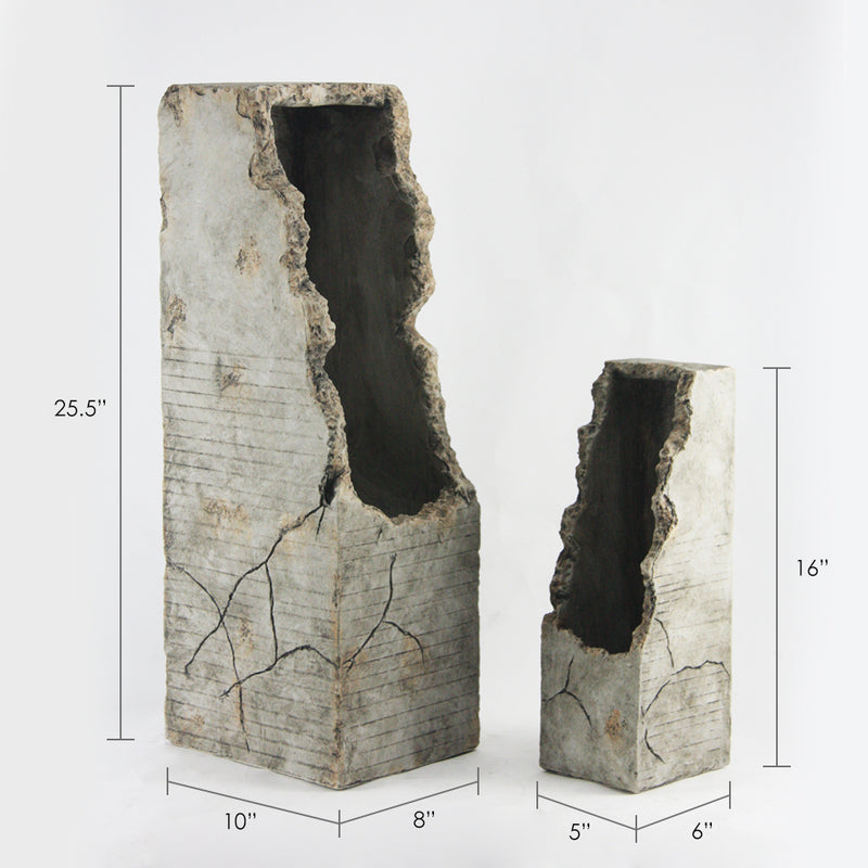 Prehistoric Poly Resin Collection - Wholesale Poly Resin Vases for Flowers, Designer Poly Resin Columns, Aesthetic Stands and Modern Centerpieces in Bulk for Home Decor Industry | Unlimited Containers Inc