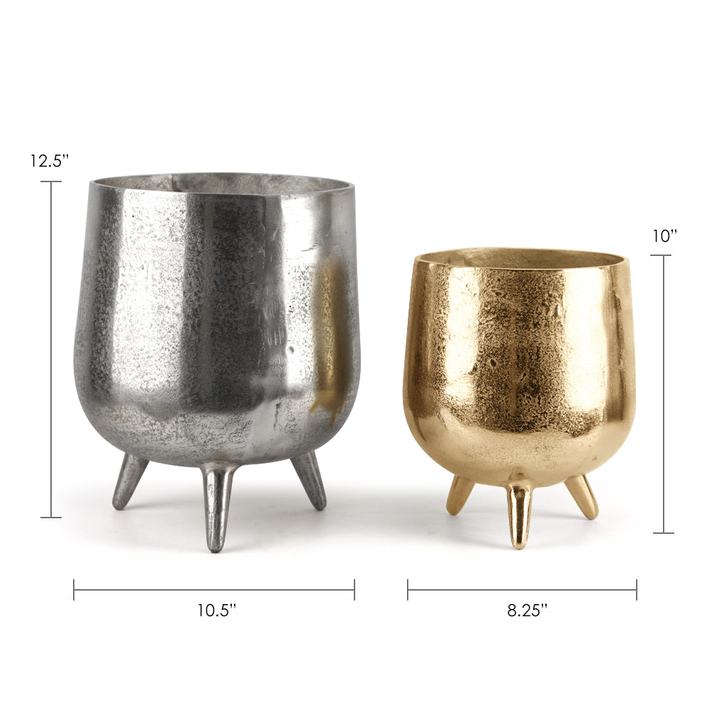silver plant pots indoor Three-Legged Metal Planter Pots