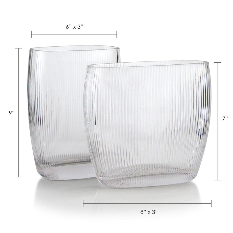 Ribbed Oval Glass - Modern Glass Vases For Flowers | Unlimited Containers | Wholesale Decorative Vases For Flower Shops