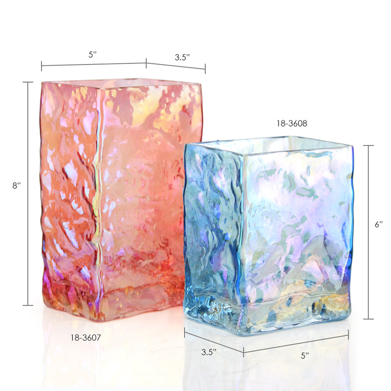 Opalescent Rectangle Vase - Wholesale Glass Floral Vases, Colorful Flower Vessels in Bulk & Decorative Containers For Florists | Unlimited Containers Inc
