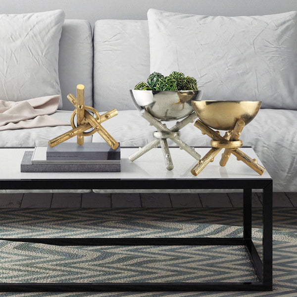 Aluminum Meal Bowl on Entangled Rod Stand - Wholesale Case