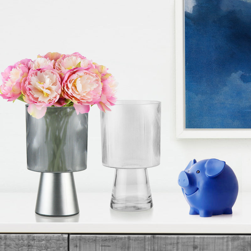 Ribbed Glass Chalice - Decorative Glass Floral Vase | Unlimited Containers | Wholesale Vases For Florists