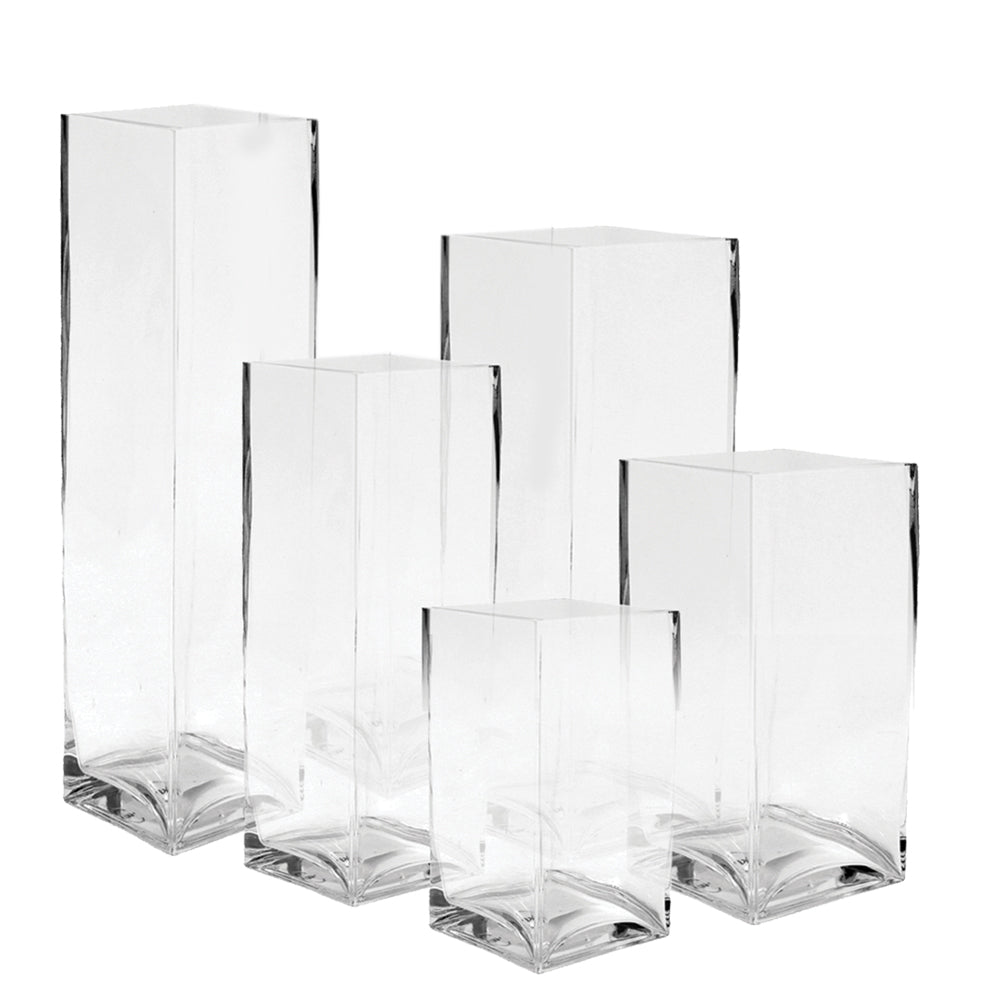 4" Opening Squares - Wholesale Glass Floral Vases, Colorful Flower Vessels in Bulk & Decorative Containers For Florists | Unlimited Containers Inc