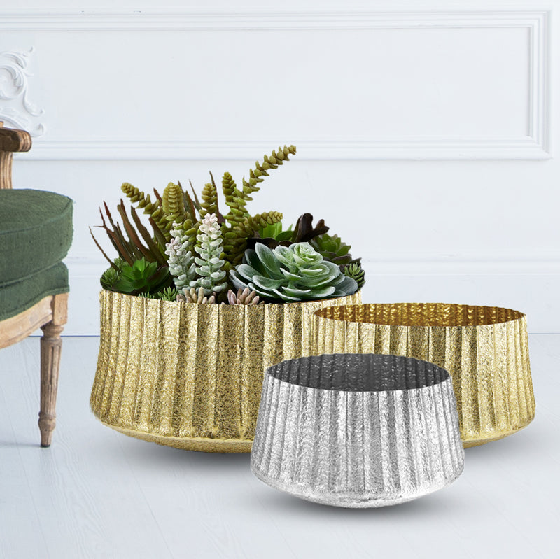 Scallop Metal Bowl - Wholesale Designer Metal Candleholders & Candelabras, Modern Centerpieces, Contemporary Plant Stands in Bulk for Interior Design & Home Decor | Unlimited Containers Inc